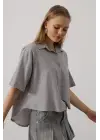 Omarı Trendyolda Yarım Kol Gri Gömlek