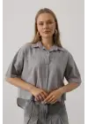 Omarı Trendyolda Yarım Kol Gri Gömlek
