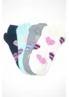 Omarı Yazlık Kalp Desenli Kadın Bilek Çorabı 4lü Paket