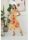 Omarı Canlı Renklerde Yazlık Elbise