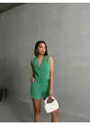 Omarı Yeşil Yelekli Şort Takımı