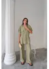 Omarı Hafif Keten Takım - Yeşil