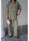 Omarı Hafif Keten Takım - Yeşil