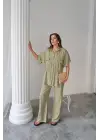 Omarı Hafif Keten Takım - Yeşil