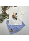 Omarı Sevimli Ayı Baskılı Erkek Bebek Takımı