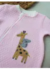 Yeni Doğan Kız Bebek Tulumu Eğlenceli Animal Nakışlı