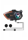Yeni Model Y80-2x Motosiklet İntercom 2 Kişilik Bağlantı Rgb Işıklı Bluetooth Kulaklık Seti