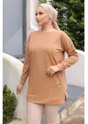 Omarı Kadın Bej Detaylı Tunik