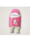 Omarı Yenidoğan Kadife Kumaş Şapkalı Bebek Battaniyesi Pembe