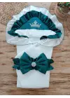 Omarı Yenidoğan Lüks Kelebek Taç Nakışlı Bebek Battaniyesi - Zümrüt Yeşili
