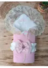 Omarı Yenidoğan Örgülü Trilüx Bebek Battaniyesi Kundak Pembe