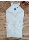 Minimal Beyaz Wool Yenidoğan Kundak Bebek Battaniyesi