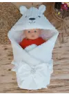 Minimal Beyaz Wool Yenidoğan Kundak Bebek Battaniyesi