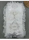 Omarı Yenidoğan Taç Nakışlı Trilüks Alt Açma Seti - Ekru