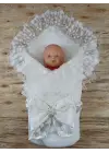 Eşsiz İpek Venüs Taç Nakışlı Delüks Kundak Bebek Battaniyesi