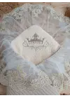 Eşsiz Taç Nakışlı Ve Güpürlü Bebek Battaniyesi