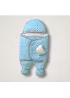Modern Oyuncaklı Bebek Ayaklı Kundak Battaniye - Mavi