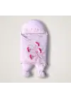 Omarı Yenidoğan Yapay Çiçek İşlemeli Lüks Bebek Battaniyesi Pembe