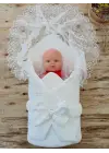 Şık Nakışlı Kundak Bebek Battaniyesi