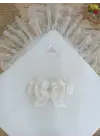 Şık Nakışlı Fiyonklu Bebek Battaniyesi