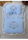 Yenidoğan Sahra Taç Nakışlı Trilüks 2li Alt Açma Seti Mavi