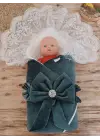 Şık İnci Fiyonklu Duvaklı Bebek Battaniye
