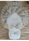 Omarı Yenidoğan Angel Kundak Bebek Battaniyesi Ekru