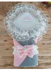 Özgün Taç Nakışlı Pembe Bebek Battaniyesi