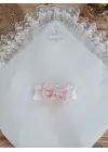 Özgün Taç Nakışlı Pembe Bebek Battaniyesi