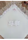 Sofistike Taç Nakışlı Güpür Unisex Kundak Bebek Battaniyesi