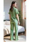 Yeşil Çiçekli Yaz Esintili Pijama Takımı 7345