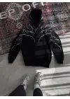 Yıldırım Baskılı Kapşonlu SweatShirt - Siyah