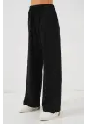 Yüksek Bel Bol Paça Pantolon - Siyah