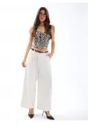 Omarı Yüksek Bel Ekru Pantolon - Şık ve Rahat