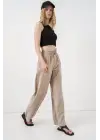 Yüksek Bel Geniş Paça Pantolon 30097 - Bej