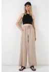 Yüksek Bel Geniş Paça Pantolon 30097 - Bej