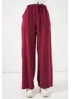 Yüksek Bel Geniş Paça Pantolon 30097 - Bordo