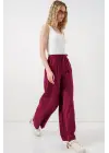 Yüksek Bel Geniş Paça Pantolon 30097 - Bordo