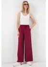 Yüksek Bel Geniş Paça Pantolon 30097 - Bordo