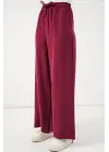 Yüksek Bel Geniş Paça Pantolon 30097 - Bordo