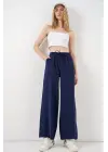 Yüksek Bel Geniş Paça Pantolon 30097 - Lacivert