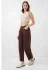 Yüksek Bel Kot Pantolon 30081 - Kahverengi