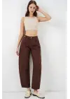 Yüksek Bel Kot Pantolon 30081 - Kahverengi