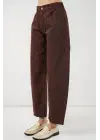 Yüksek Bel Kot Pantolon 30081 - Kahverengi