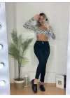 Yüksek Bel Likralı Jean Pantolon 90 Cm