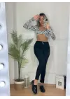 Yüksek Bel Likralı Jean Pantolon 90 Cm