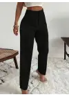 Omarı Yüksek Bel Önden Fermuarlı Kadın Krep Pantolon
