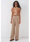 Yüksek Bel Palazzo Pantolon 30051 - Bej