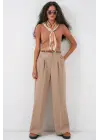 Yüksek Bel Palazzo Pantolon 30051 - Bej