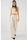 Yüksek Bel Palazzo Pantolon 30051 - Krem